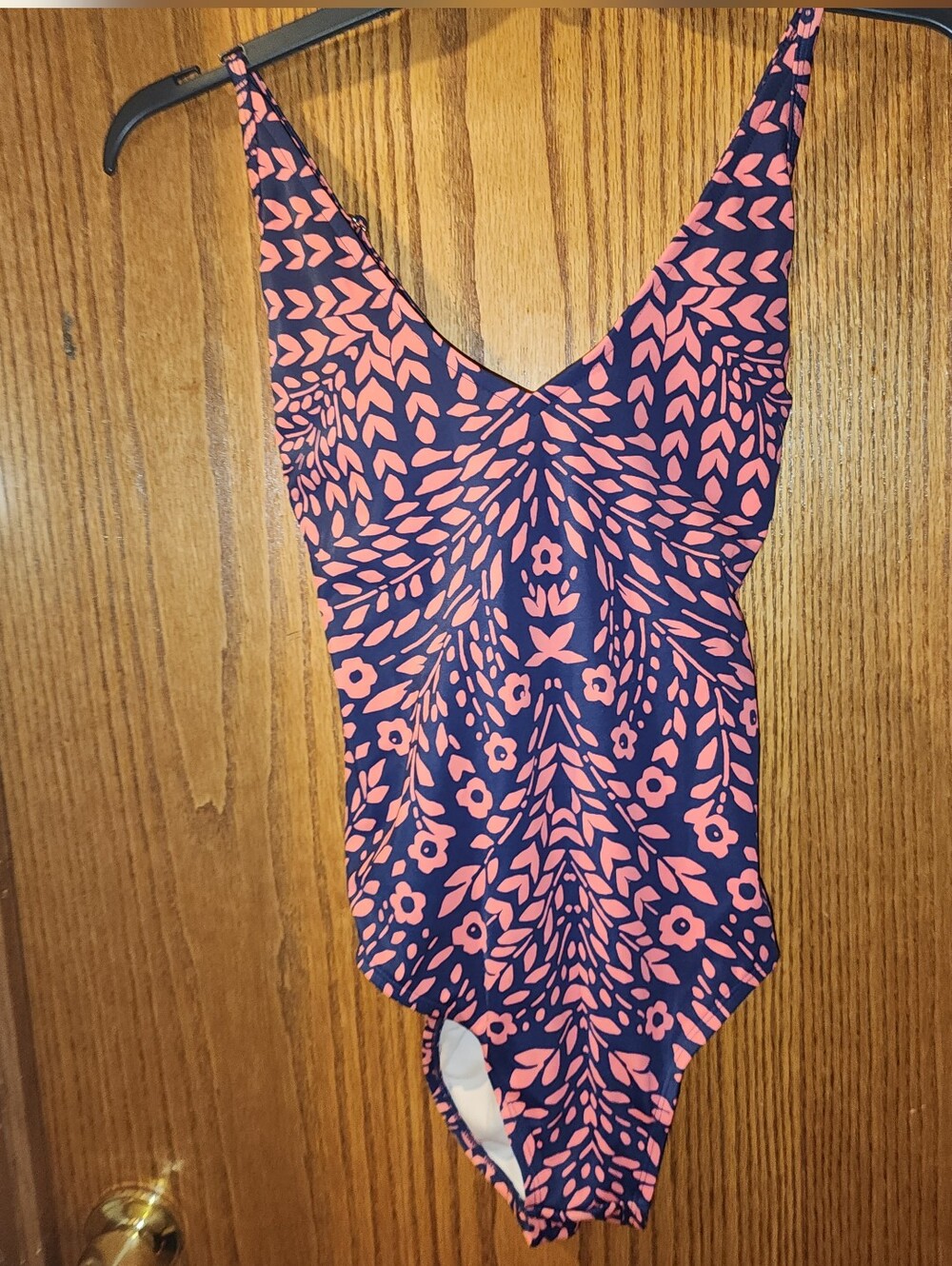 Kona Sol Orange With Navy  One-Piece Swimsuit L